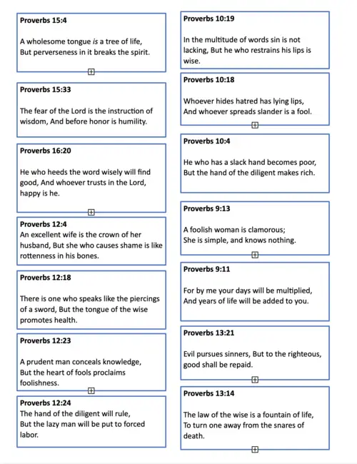 Free Proverbs Memory Cards